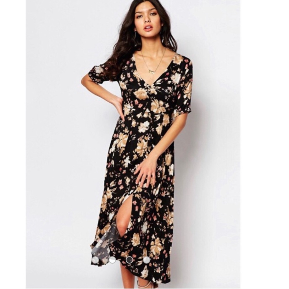 ASOS Floral 90’s-Inspired V-Neck Midi Dress (S)